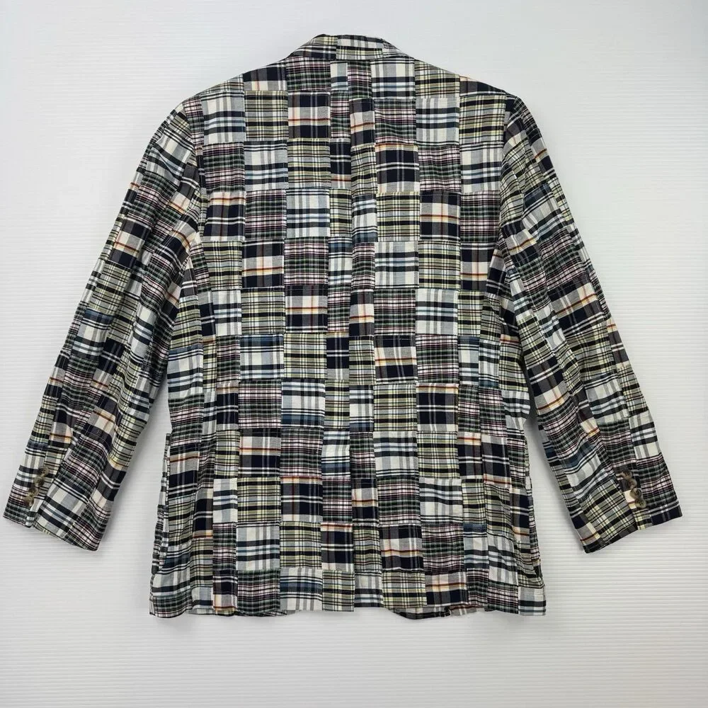 Grant Thomas Madras Patchwork Blazer Sport Coat Mens M Cotton Preppy Ivy Plaid